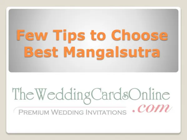 Consider Few Tips to Choose the Best Mangalsutra