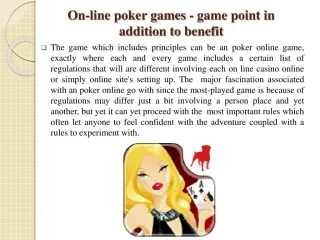 On-line poker games - game point in addition
