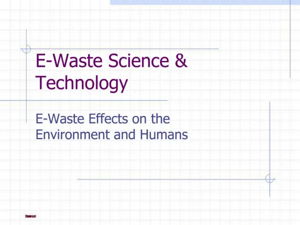 E-Waste Science Technology