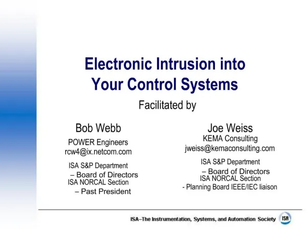 Electronic Intrusion into Your Control Systems