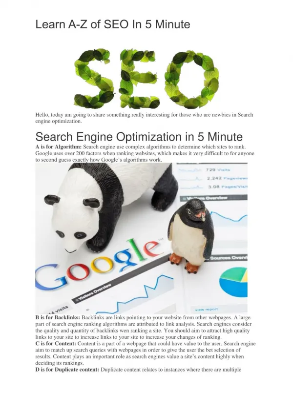Learn A-Z Of Search Engine Optimization In 5 Minute
