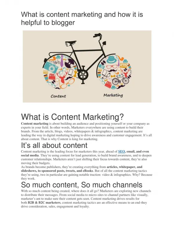 What is content marketing and how it is helpful to blogger