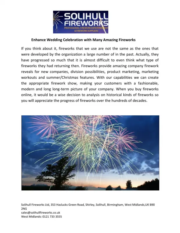 Enhance Wedding Celebration with Many Amazing Fireworks