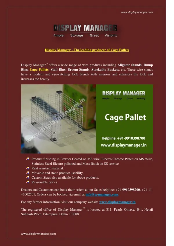 Display Manager - The leading producer of Cage Pallets