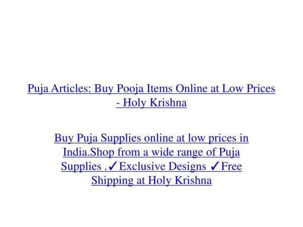 Puja Articles: Buy Pooja Items Online at Low Prices - Holy Krishna