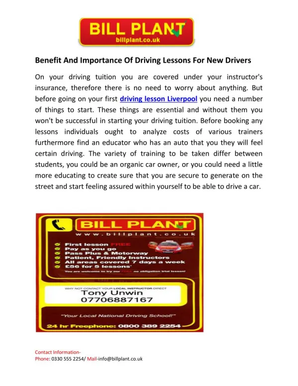 Benefit And Importance Of Driving Lessons For New Drivers