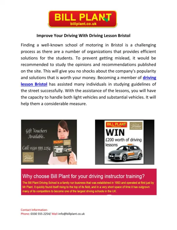Improve Your Driving With Driving Lesson Bristol