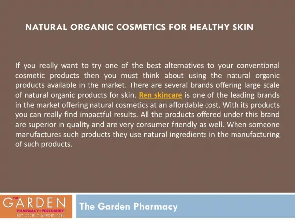 Natural Organic Cosmetics for Healthy Skin