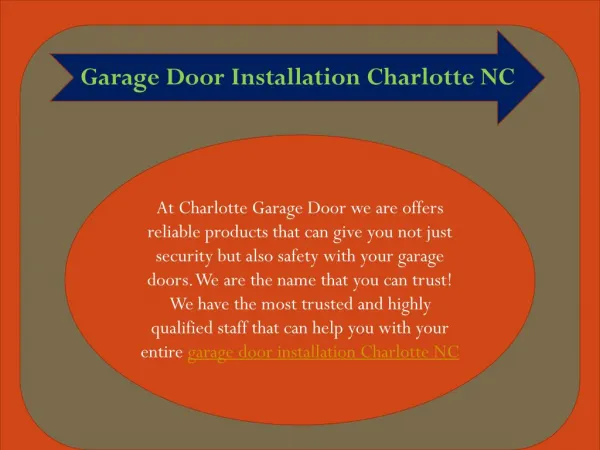 Garage Door Installation Charlotte NC Service