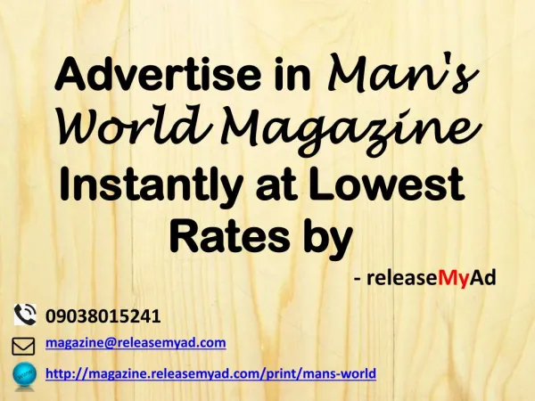 Advertising in Man's World Magazine through releaseMyAd.