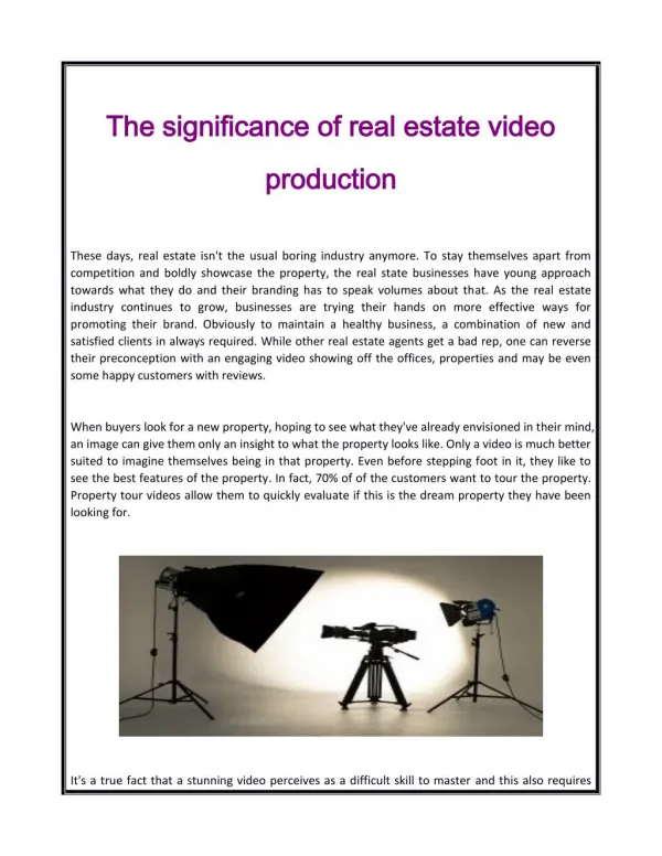 The significance of real estate video production