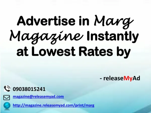 Advertising in Marg Magazine through releaseMyAd.