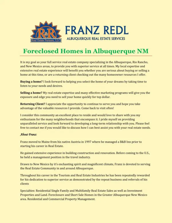 Foreclosed Homes in Albuquerque NM