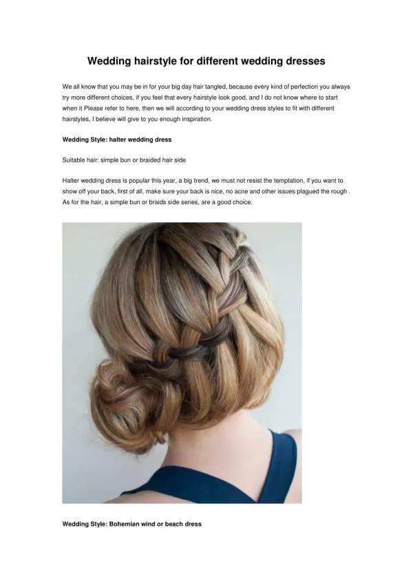 Wedding hairstyle for different wedding dresses