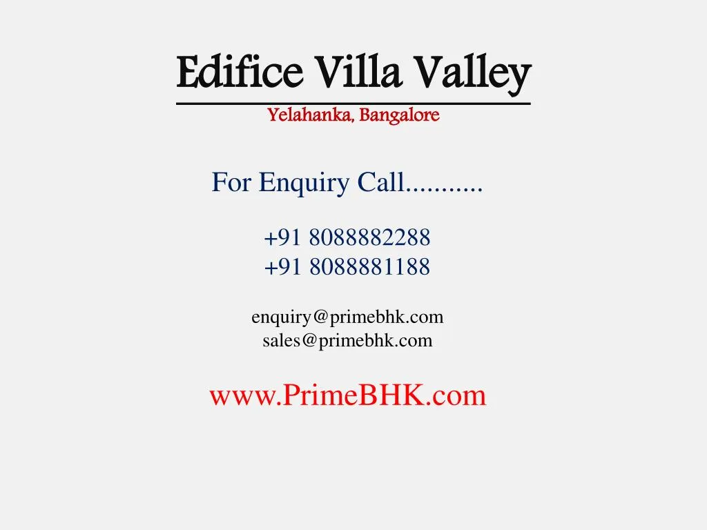 edifice villa valley yelahanka bangalore