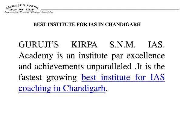 IAS Coaching In Chandigarh : SNM Academy