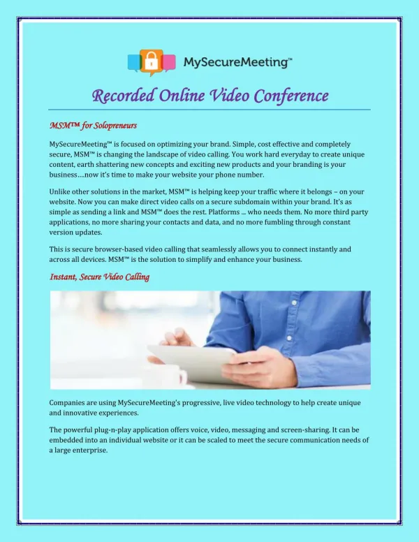 Recorded Online Video Conference