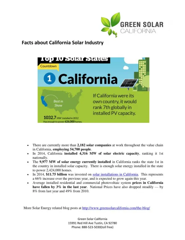 California Solar Industry Facts