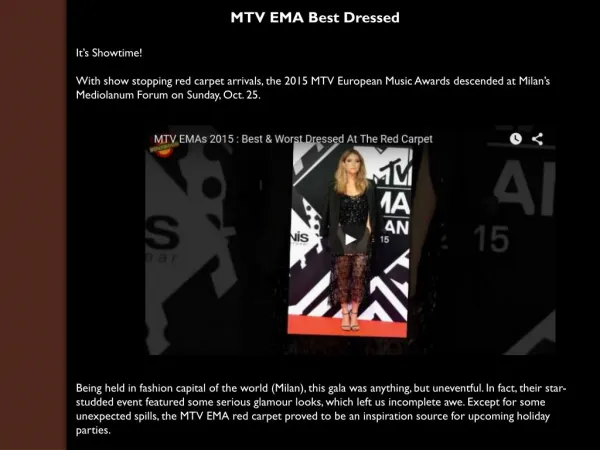 MTV EMA Best Dressed