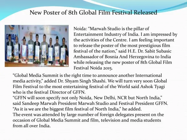 New Poster of 8th Global Film Festival Released