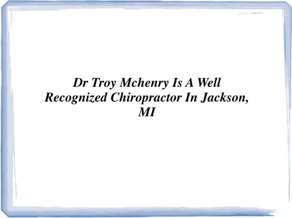 Dr Troy Mchenry