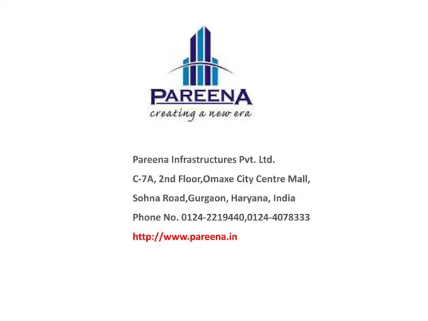 Best Real Estate Companies in Gurgaon - Pareena Infrastructures Pvt Ltd