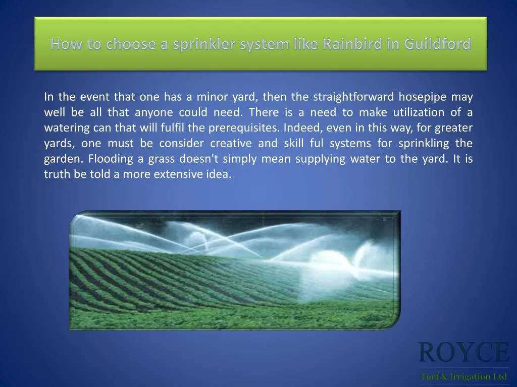 how to choose a sprinkler system like rainbird in guildford