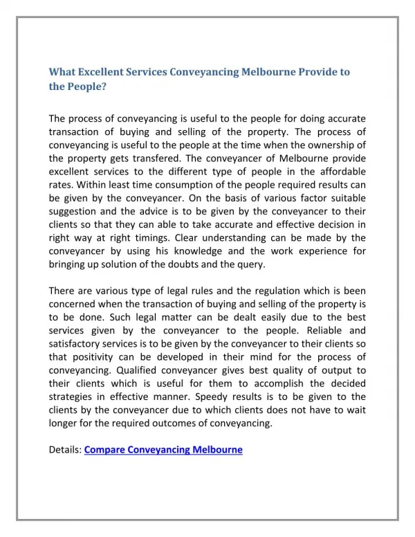 What Excellent Services Conveyancing Melbourne Provide to the People?