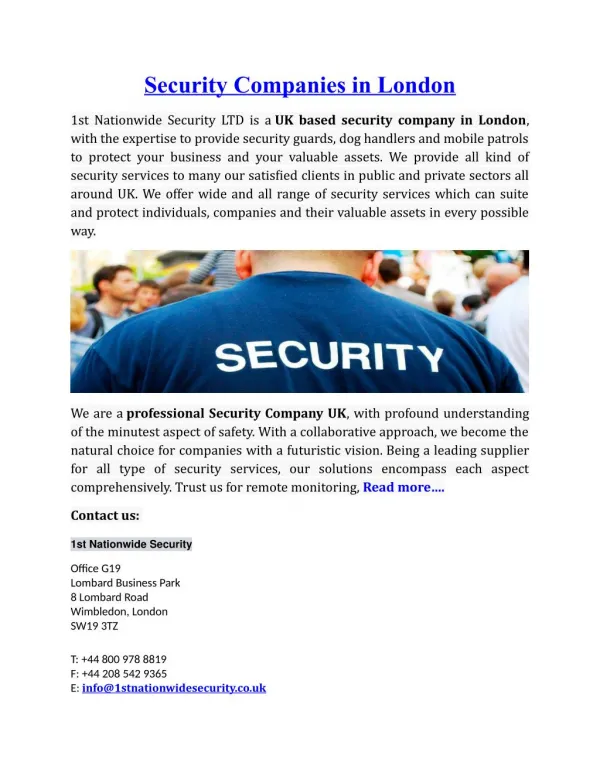 Security Companies in London