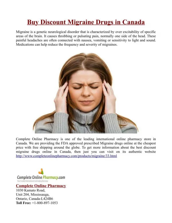 Buy Discount Migraine Drugs in Canada