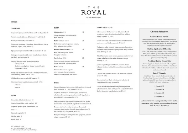 Lunch Menu - The Royal On The Waterfront