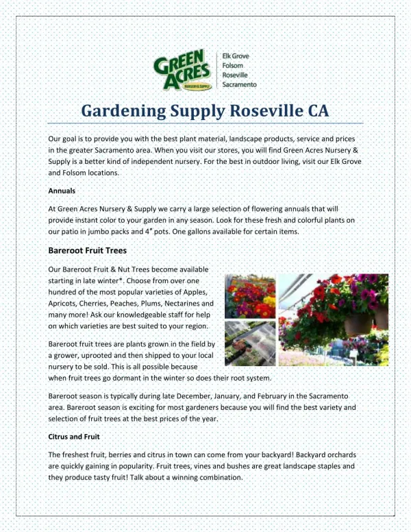 Gardening Supply Roseville CA