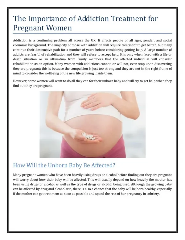 The importance of addiction treatment for pregnant women