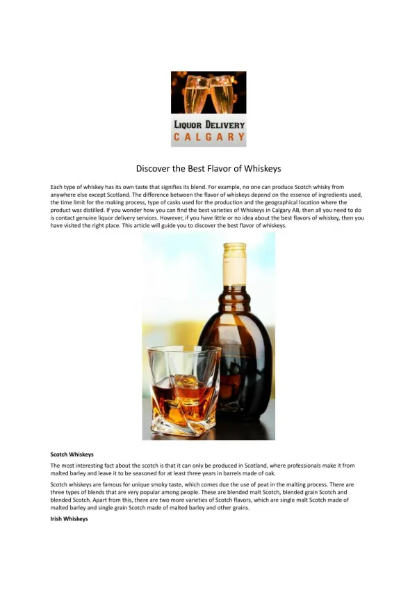 Discover the Best Flavor of Whiskeys