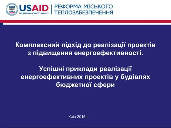 Комплексний підхід до реалізації проектів з підвищення енергоефективності. Успішні приклади реалізації енергоефективних