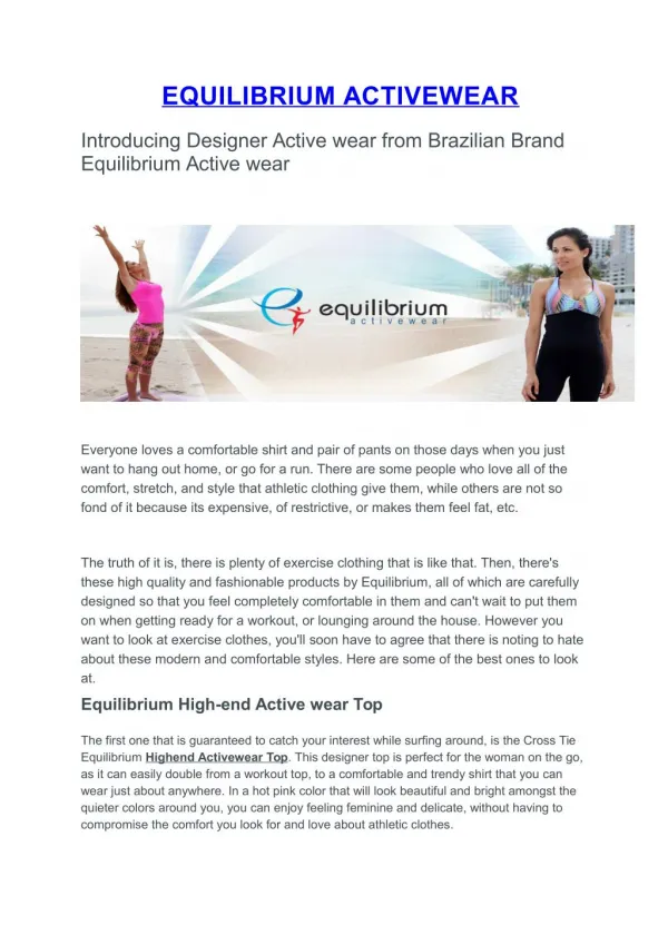 EQUILIBRIUM ACTIVEWEAR