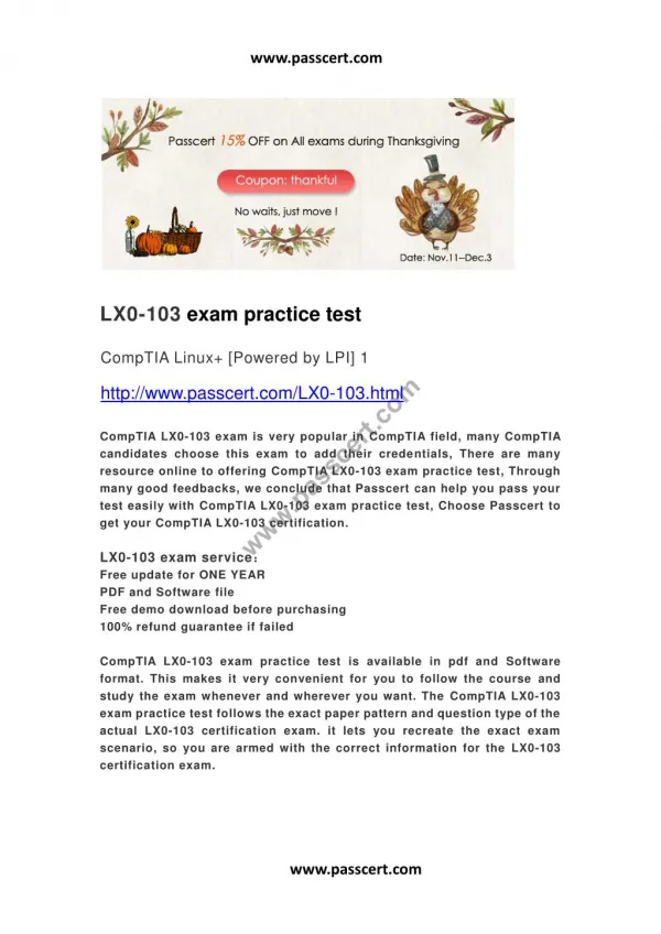 CompTIA LX0-103 practice test