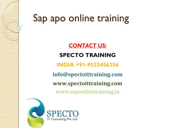 sap apo training in usa