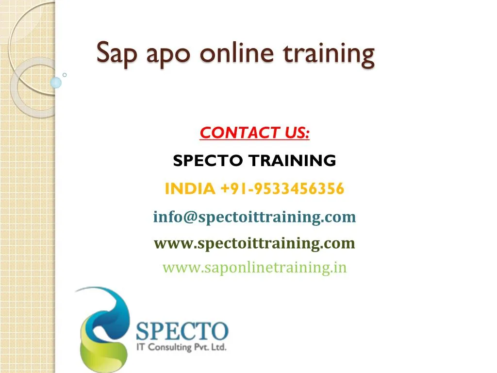 sap apo online training