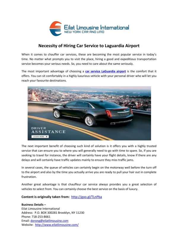 Necessity of Hiring Car Service to Laguardia Airport