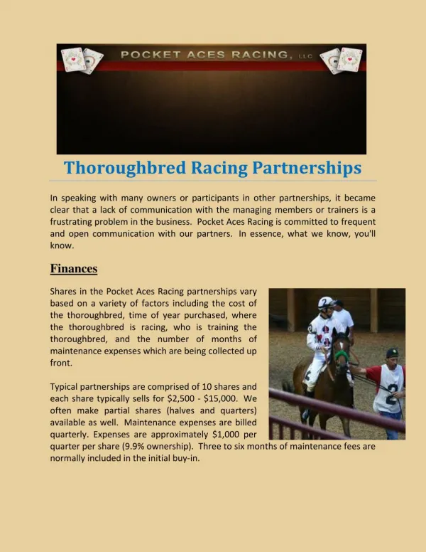 Thoroughbred Racing Partnerships