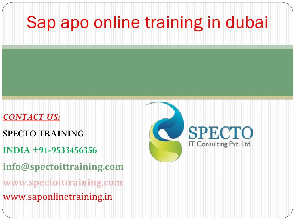 sap apo online training in dubai