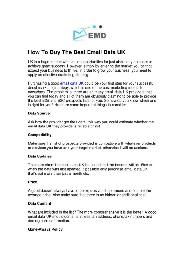 How To Buy The Best Email Data UK