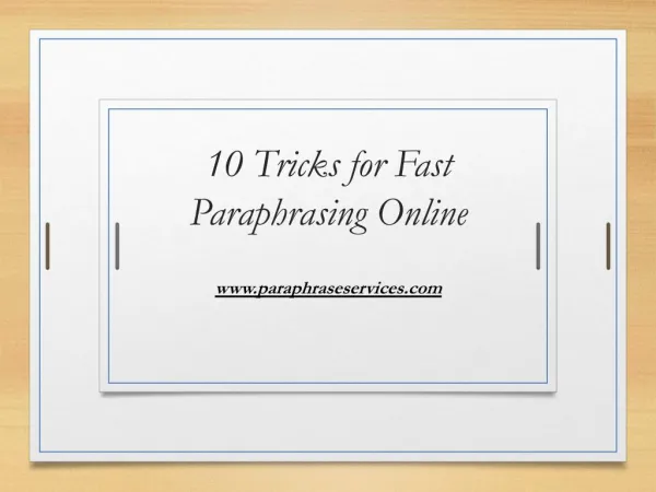 10 Tricks for Fast Paraphrasing Online