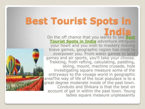 Best Tourist Spots in India