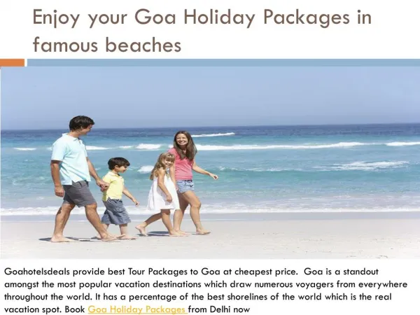 Enjoy your Goa Holiday Packages in famous goa beaches
