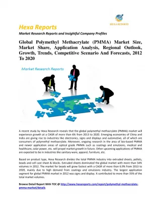 Global Polymethyl Methacrylate (PMMA) Market Size, Market Share, Application Analysis, Regional Outlook, Growth, Trends,