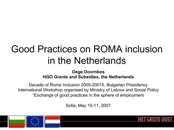Good Practices on ROMA inclusion in the Netherlands