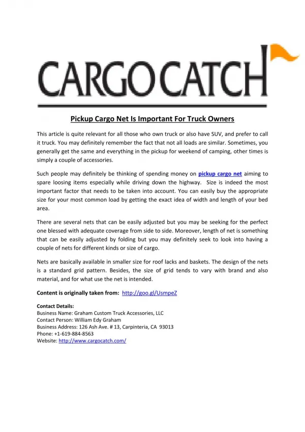 Pickup Cargo Net Is Important For Truck Owners