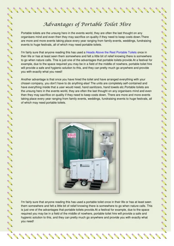 Heads Above The Rest Portable Toilets